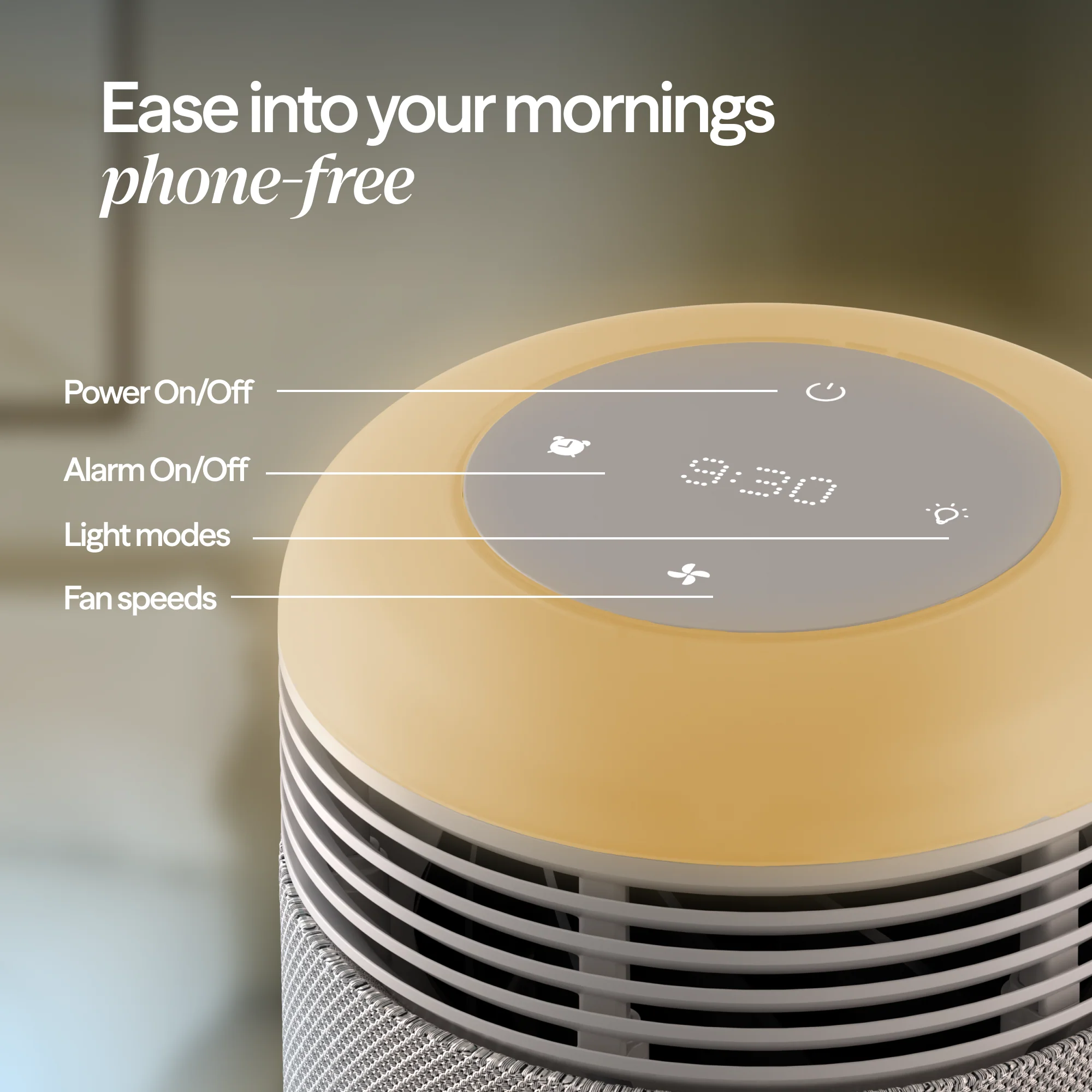 Mini Restful™ Sunrise Clock Air Purifier in Coastal Beige - Image 9